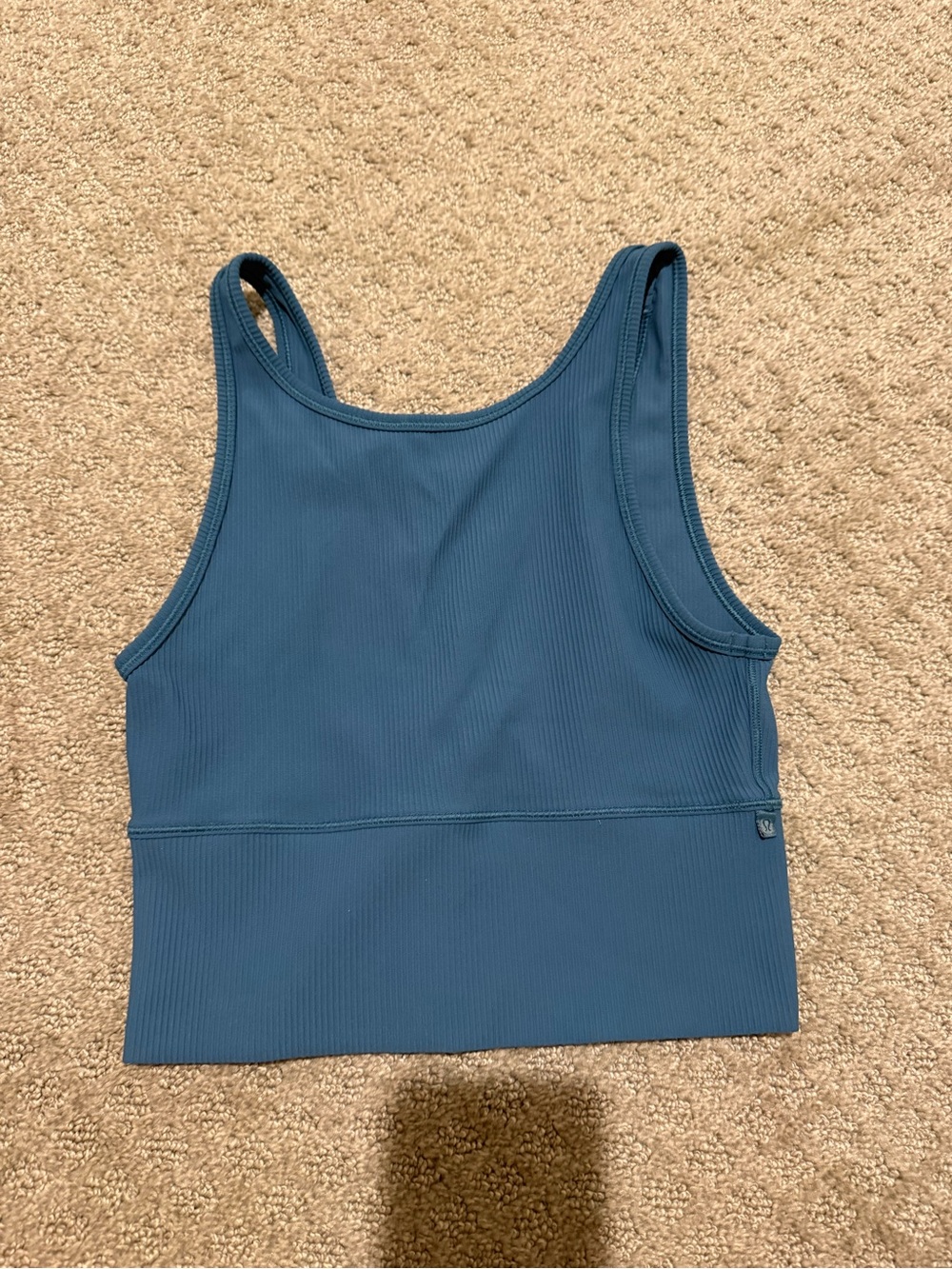 Lulu lemonSeamless Ribbed Tank Bralette — Teal Blue